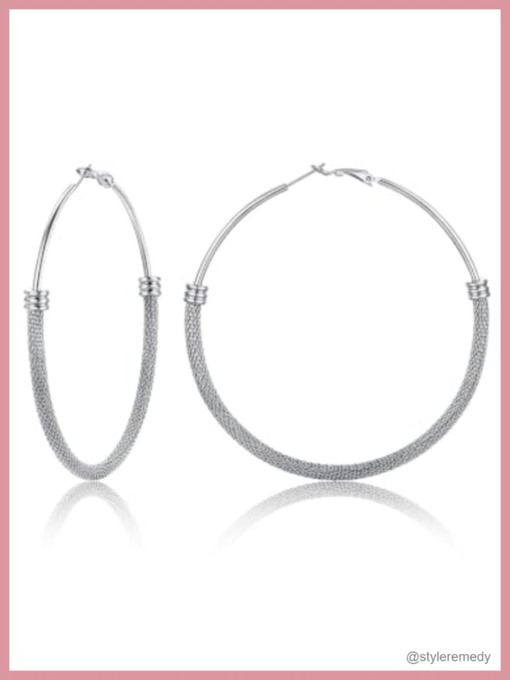 U7 Stainless Steel Mesh Hollow Hoop Earrings 80mm Daily Wear